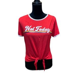 “Not Today” Red Crop Top that Ties at the Waist